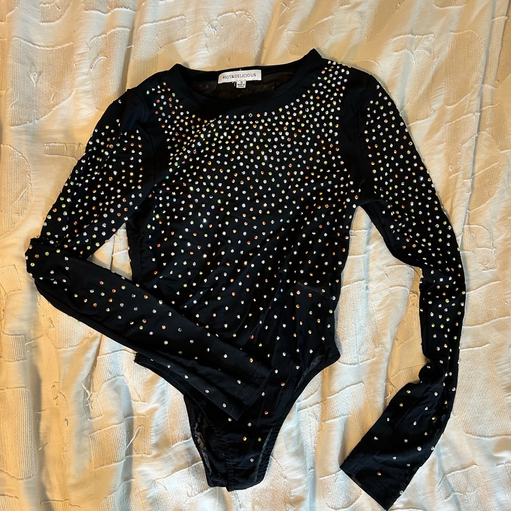 Hot & Delicious Black Bodysuit with Vibrant Studs